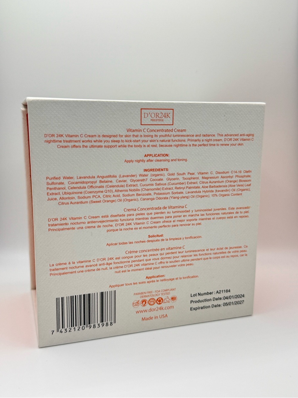 D’OR24K Vitamin C Concentrated Brightening Cream • Anti‑Aging Skincare - Picture 3 of 4